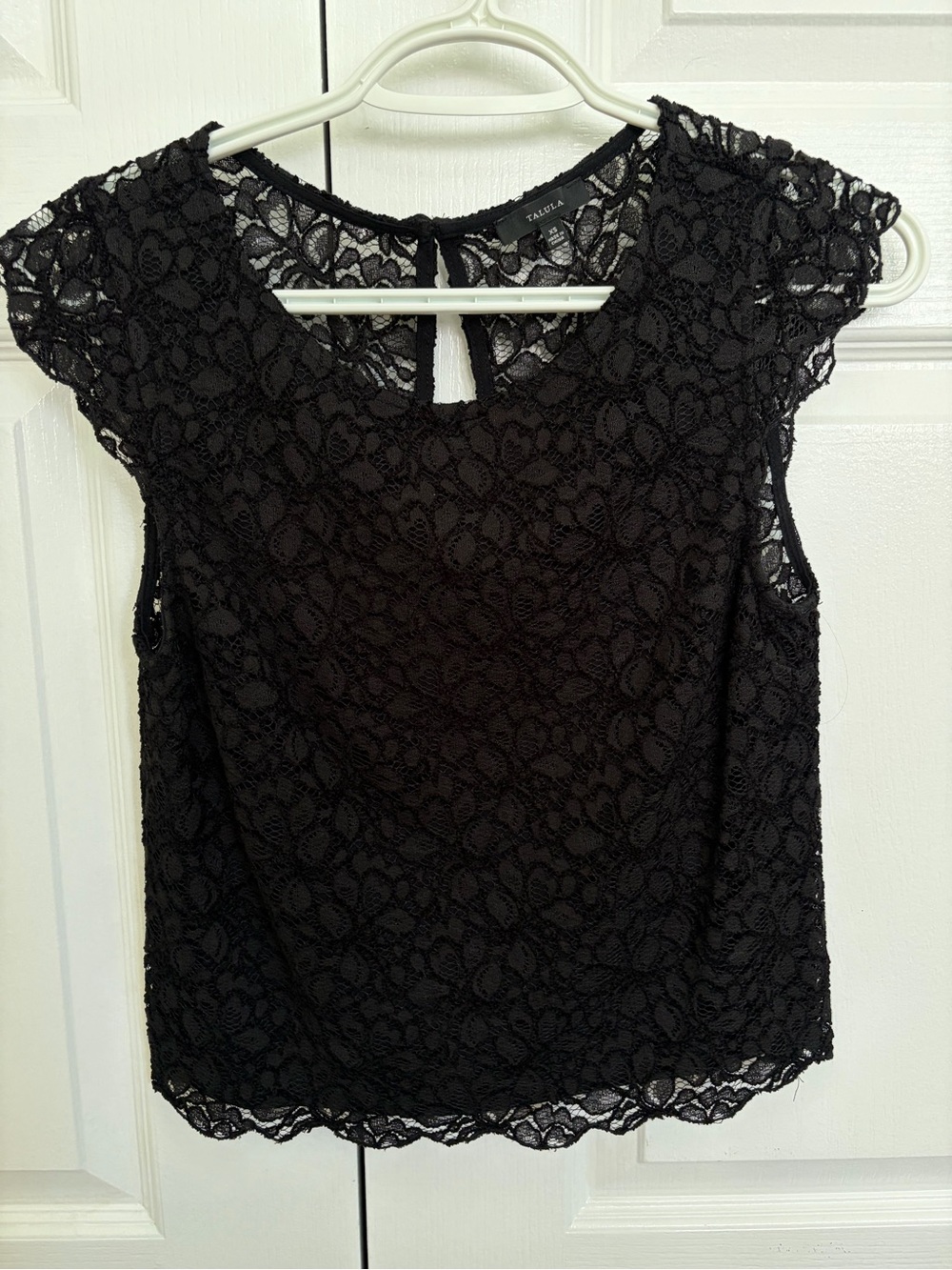 Talula Black Lace Cap-Sleeve Women's Top
